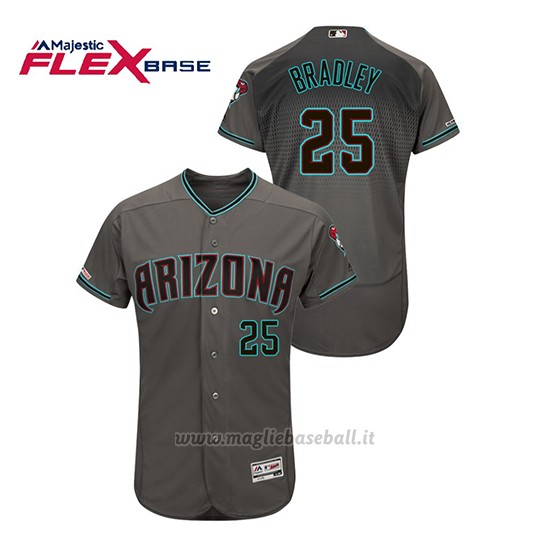 Maglia Baseball Uomo Arizona Diamondbacks Archie Bradley 150th Aniversario Patch Autentico Flex Base Grigio Teal